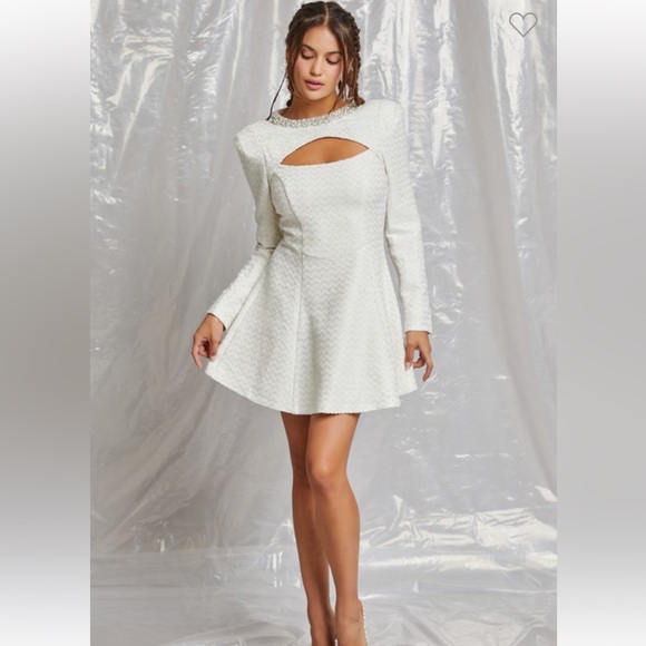 #224 “JEWEL TRIM DETAIL CUT OUT TWEED MINI DRESS” - Picture 5 of 5